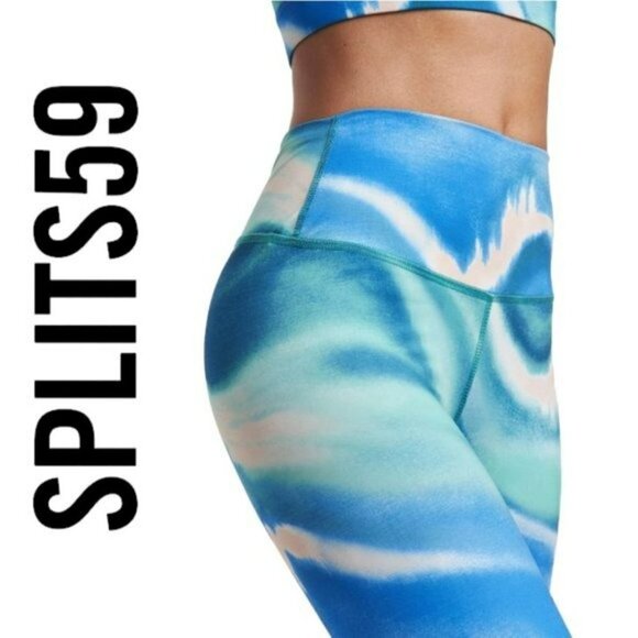 NWT SPLITS5 9 High Waist Moisture Wicking Ultra Soft Wave Print Bardot Leggings - Picture 1 of 7